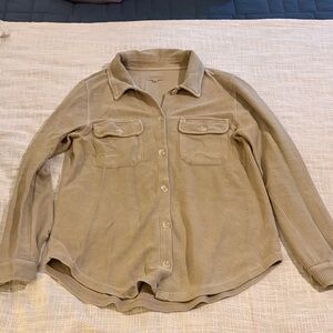 Thread & Supply Beige Ribbed Crew Neck Top